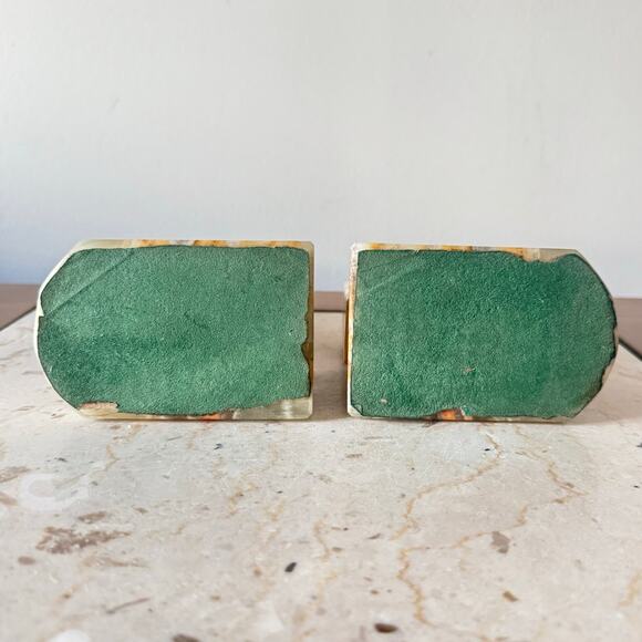 Vintage Horse Head Bookends Carved Onyx Marble Academia MCM Chess Knight PAIR - Picture 8 of 11